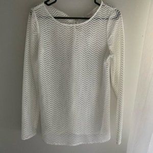 Laundry by Shelli Segal Open Knit White Shirt
